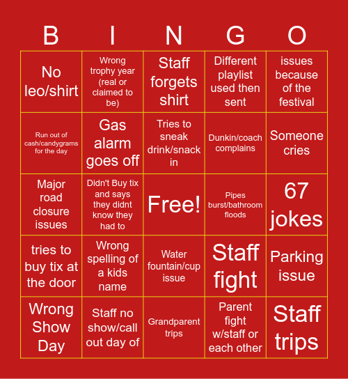 Sunday Expo Bingo Card