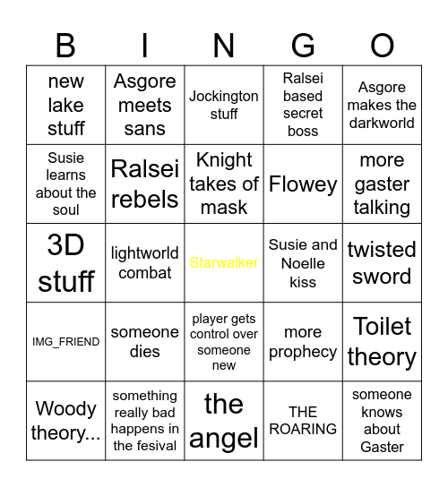 Deltarune Chapter 5 BINGO Card