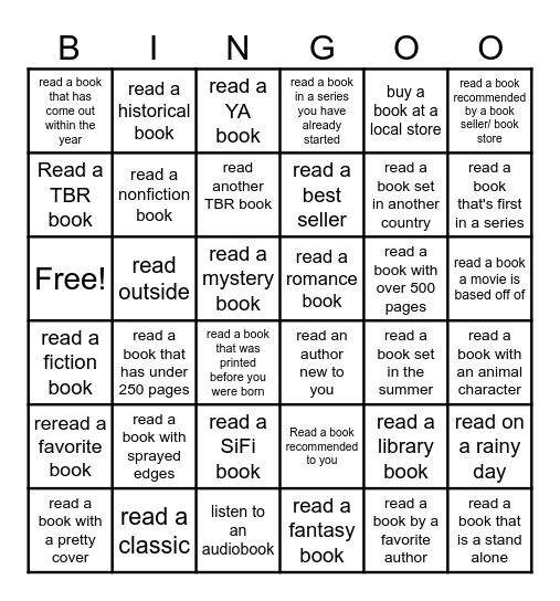 Book Bingo Card