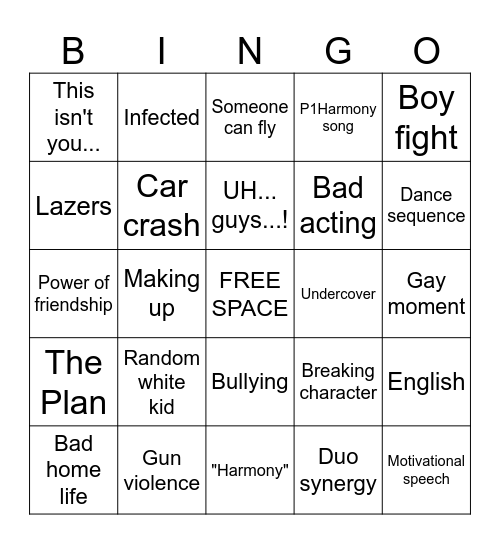 P1H MOVIE BINGO Card