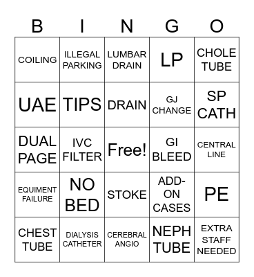 IR CALL BINGO Card