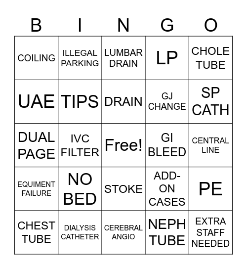 IR CALL BINGO Card