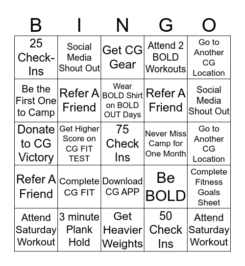 CG BINGO!! Bingo Card