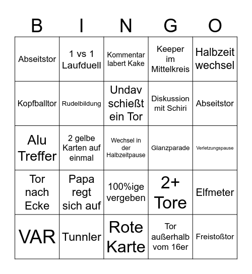 Fußball 31.Mai.2026 Bingo Card