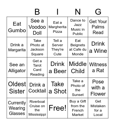 NOLA GIRL'S TRIP Bingo Card