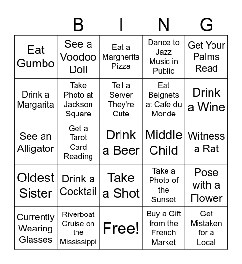 NOLA GIRL'S TRIP Bingo Card