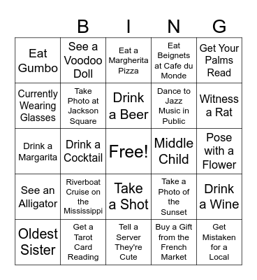 NOLA GIRL'S TRIP Bingo Card