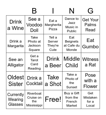 NOLA GIRL'S TRIP Bingo Card