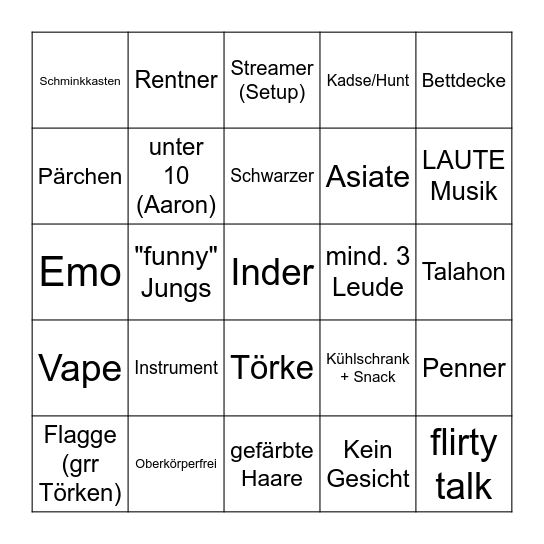 W Bingo Card
