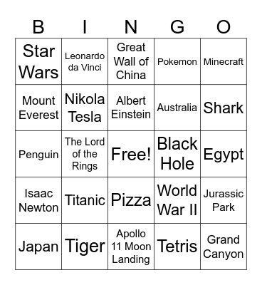 Wikipedia Speedrun Bingo Card