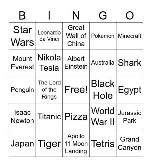 Wikipedia Speedrun Bingo Card