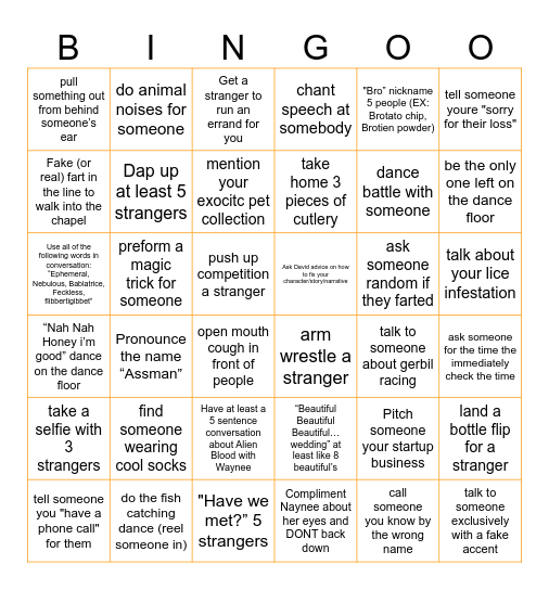 Ashman Wedding Bingo Card