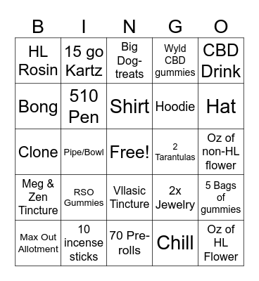 Higher Love Bingo Card