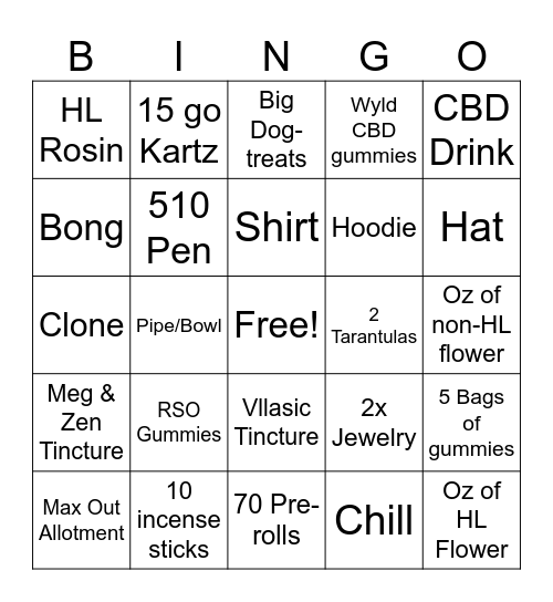 Higher Love Bingo Card