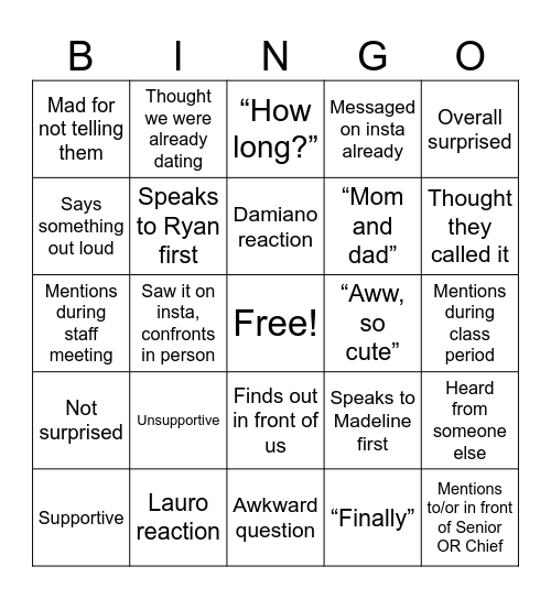Dating Bingo Card