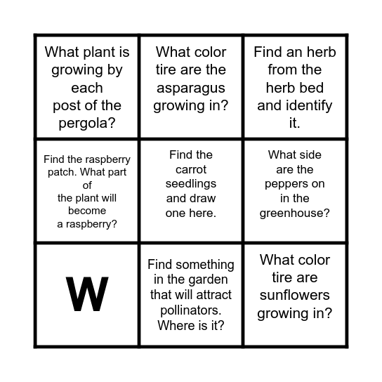 Get to Know the Garden Bingo Card