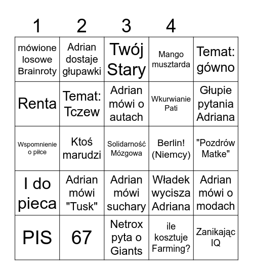 Bingo GreenLive Bingo Card