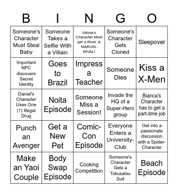 Marvel Multiverse RPG Bingo Card