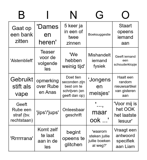 Roel Bingo Card