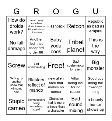 Star wars theory suicide watch Bingo Card