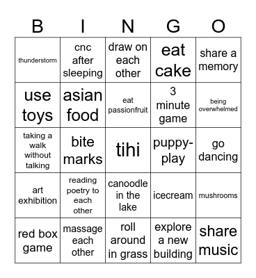 Tyler and Anika have fun:) Bingo Card