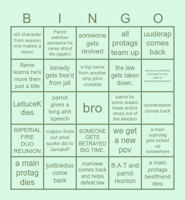 Unstable SMP 2026 BINGO Card