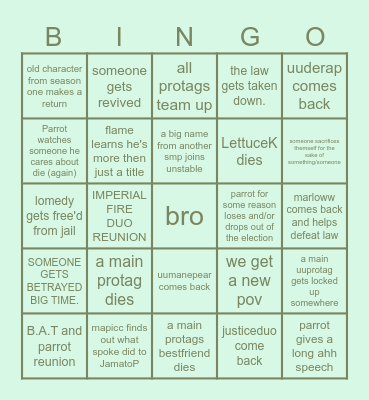 Unstable SMP 2026 BINGO Card