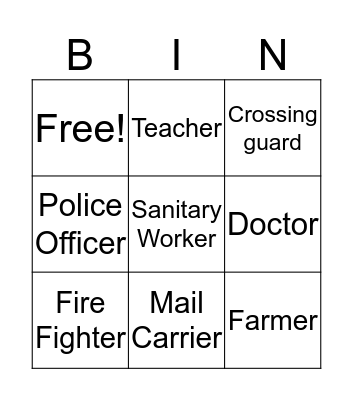 Community Helpers Bingo  Bingo Card