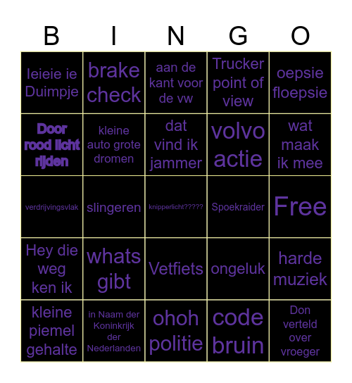 Honda vs Peugeot Bingo Card
