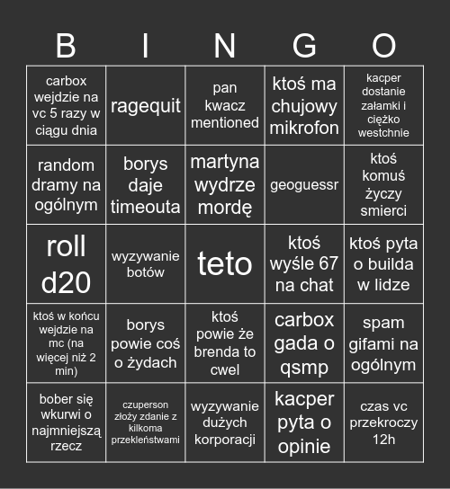 BRENDA SIMP Bingo Card