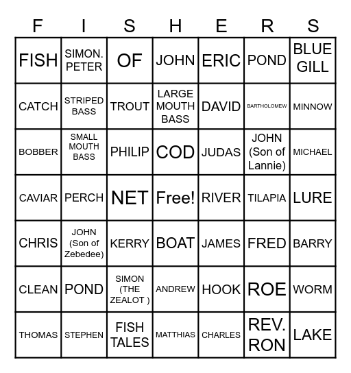 FISHERS OF MEN 6-20-26 Bingo Card