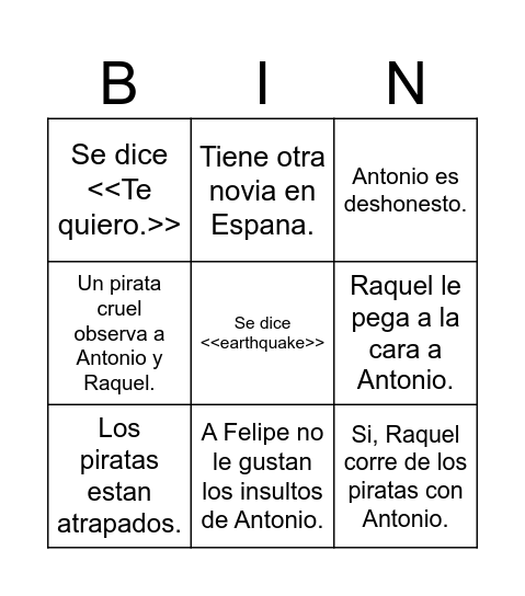 Piratas 10: Secretos revelados Bingo Card