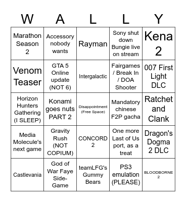SoP BINGO Card