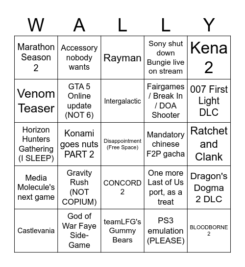 SoP BINGO Card