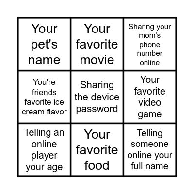 Privacy Bingo Card