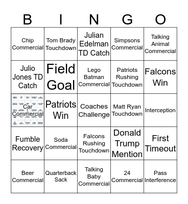 Super Bowl Bingo 2017 Bingo Card