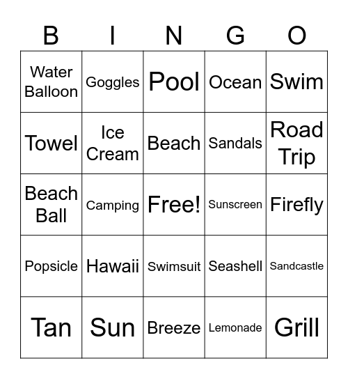 SUMMER BINGO Card