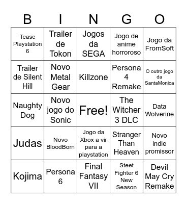 Playstation showcase 2026 Bingo Card