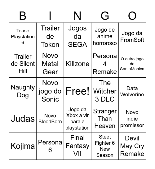 Playstation showcase 2026 Bingo Card