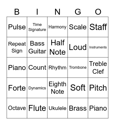 Music Bingo Card