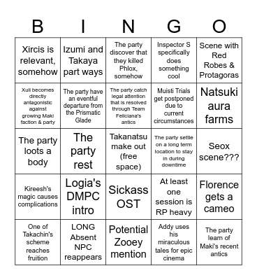Facilitator Ending Plans Bingo Card