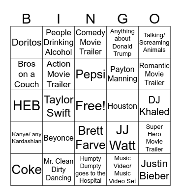 Supe rBowl 2k17 Bingo Card