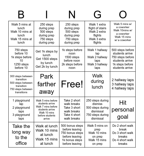 School Daze Step Bingo✏️🎓📚 Bingo Card