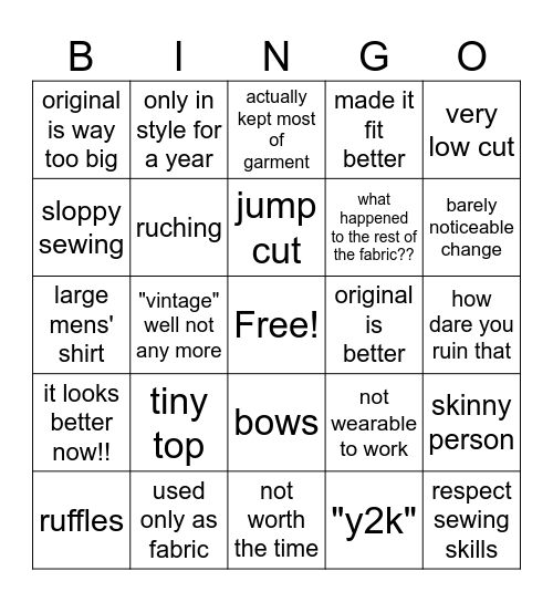 Thrift Flip Bingo Card