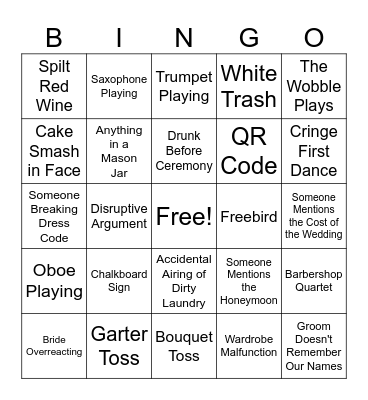 Wedding Bingo Card