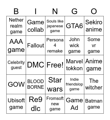 Game show bingo Card