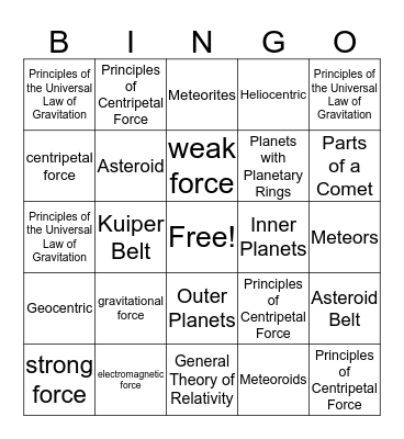 Module 11 Bingo Card