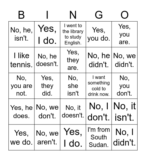 Please Come Here!!! Bingo Card