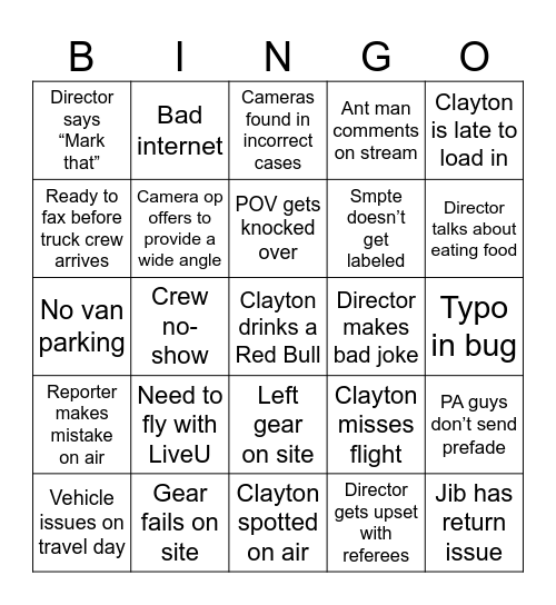 TBL Bingo Card