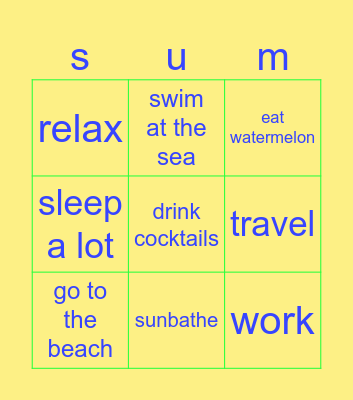 summer Bingo Card